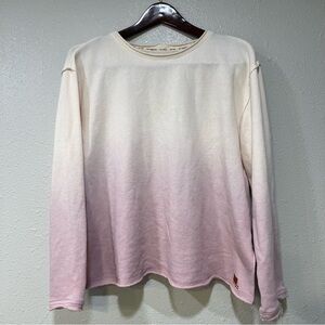 Peace Love World Pink Ombre Sweatshirt Raw Hem Fleece Knit Top Women’s Size XXS